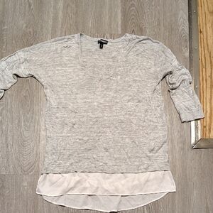 Express Light Gray Women's Sweatshirt with Layered Hem